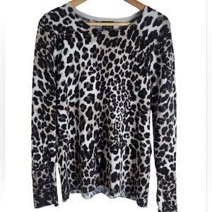 JM Collection Black and White Animal Print Long Sleeve Top